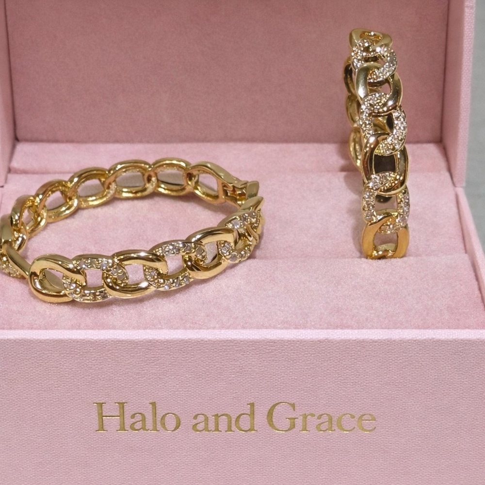 ✨ 14K Gold Hoop Earrings | Interlocking Link Design | CZ Pavé Luxury Hoops ✨